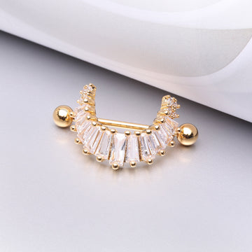 Detail View 1 of A Pair of Golden Brilliant Maya Goddess Sparkle Dangle Nipple Shield-Clear Gem